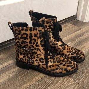 Cheetah Print Lace Up Boots